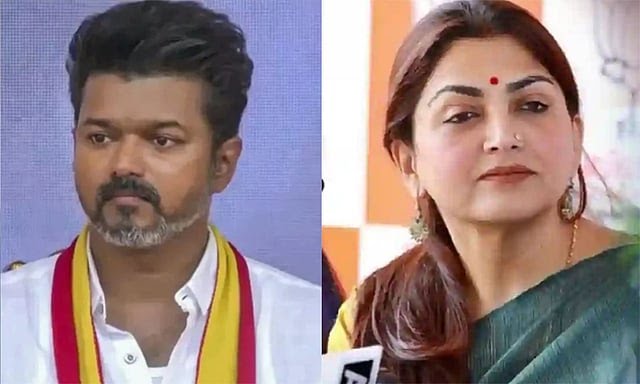 “தமிழக மக்கள் விஜய்யை இன்னும் நடிகராகவும் டான்சராகவும் தான் பார்க்காங்க”… அதனால்தான் மேடையில் அப்படி செஞ்சாரு… புது விளக்கம் கொடுத்த நடிகை குஷ்பூ..!!