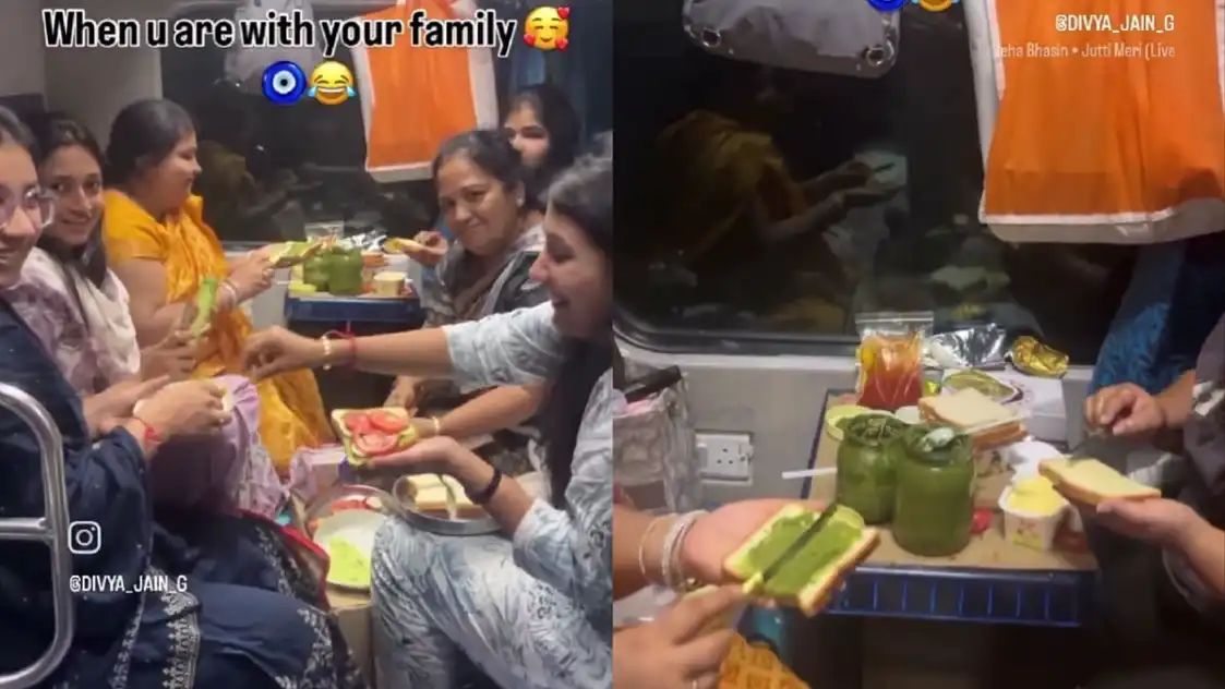 “ரயிலுக்குள்ள சமையலா….? இது ரொம்ப ஓவருங்க” சாண்ட்விச் செஞ்ச குடும்பத்தை ரவுண்டு கட்டும் நெட்டிசன்கள்…. வைரலாகும் வீடியோ….!!