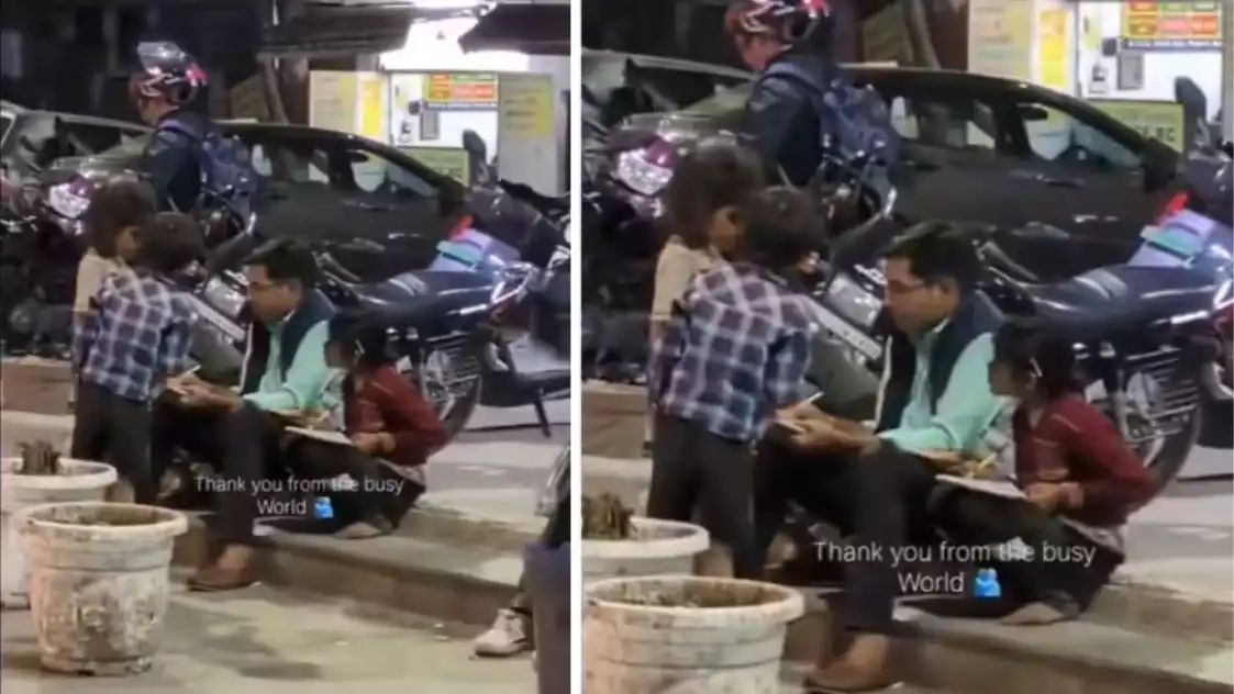 கேமரா இல்ல…. பப்ளிசிட்டி இல்ல…. வெறும் படிப்பு மட்டும் தான்…. நைட்டு நேரத்துல ரோட்டோரத்துல பாடம் நடத்தும் ஹீரோ….!!