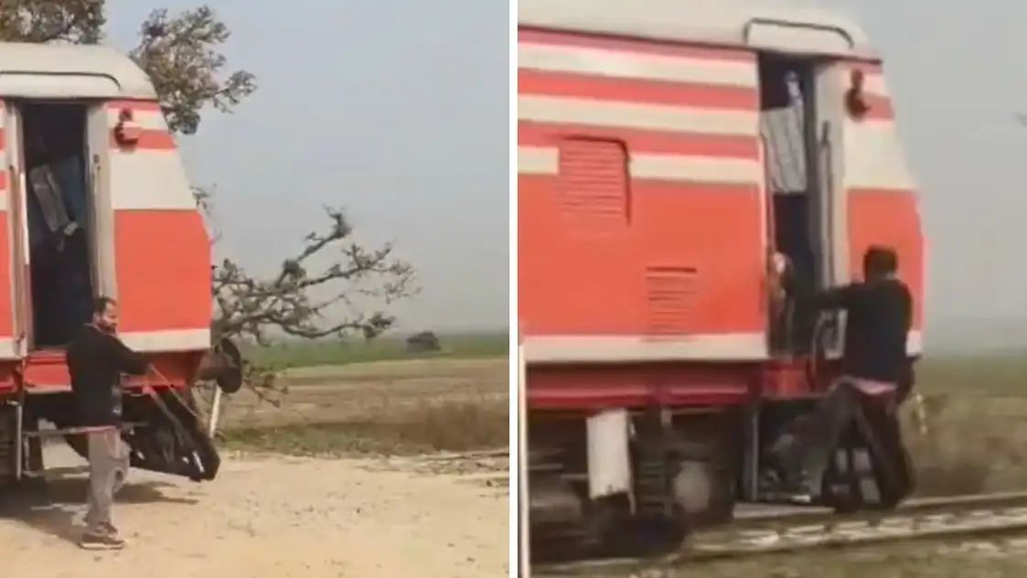இரயில்வே கேட்டே இல்லையா? கயிற்றால் டிராபிக்கை நிறுத்திய டிரைவர்.. பின்னணியில் இருக்கும் அதிர்ச்சி உண்மை.. வைரலாகும் ஷாக் வீடியோ..!!