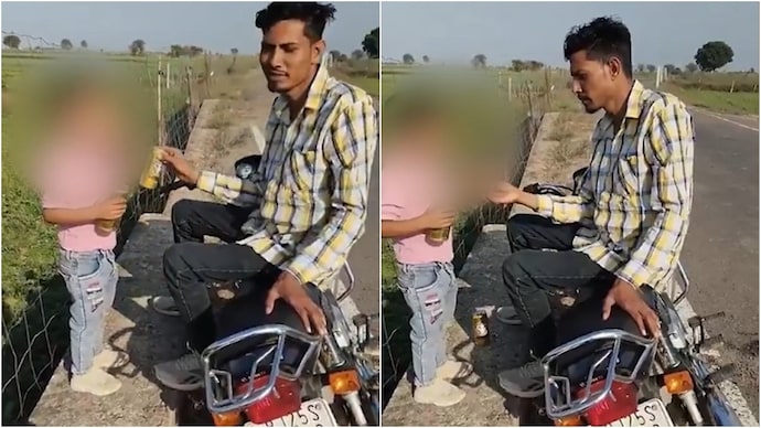 “அடப்பாவி…. மனுஷனா நீ” குழந்தைக்கு பீர், சிகரெட்…. கேமரா முன்னாடி நடந்த அக்கிரமம்…. வைரலாகும். வீடியோ….!!