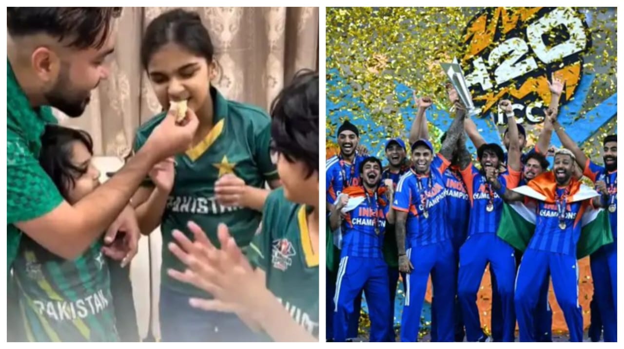 நாங்க பாகிஸ்தான் தான்..! ஆனா இந்தியாவின் வெற்றியை கொண்டாடியே தீர்வோம்.. குழந்தைகளுடன் கேக் வெட்டி கொண்டாடிய பாக். நபர்.. நெகிழ்ச்சி வீடியோ..