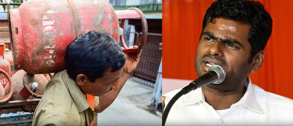 “100 ரூபாய் தர்றேன்னு சொன்னீங்களே.. என்னாச்சு?”… சிலிண்டர் விலையேற்றம்… திமுகவை வறுத்தெடுத்த அண்ணாமலை….!!!