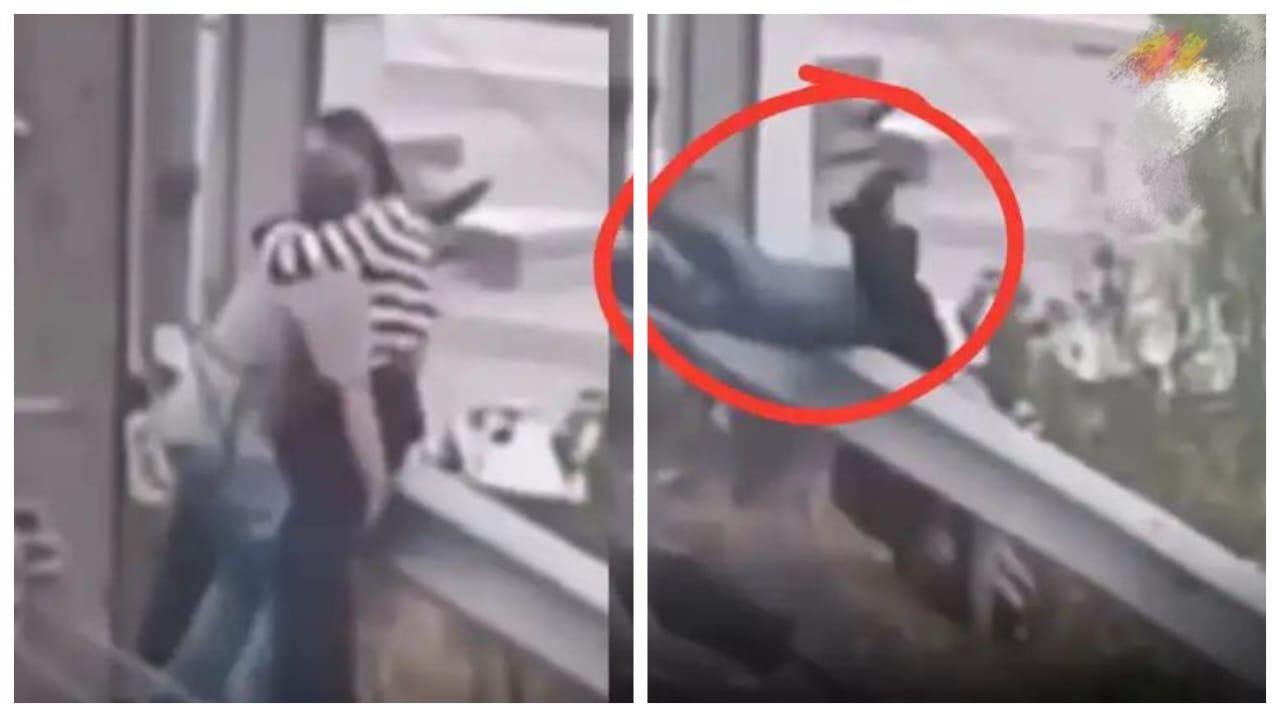 லிப் டூ லிப் கிஸ்…! காதல் ஜோடியின் உச்சகட்ட ரொமான்ஸ்… உலகை மறந்ததால் பள்ளத்தில் விழுந்த சம்பவம்… இப்படி கவுந்துட்டிங்களே..? வீடியோ வைரல்..!!