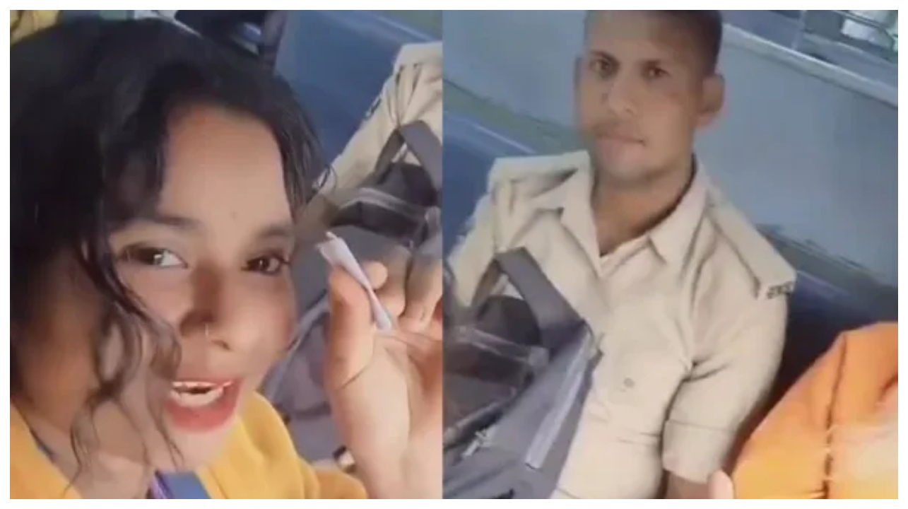 ஓடும் ரயிலில் போலீஸை ஓட ஓட விரட்டிய பெண்… காக்கிச் சட்டை போட்டுக் கொண்டு இப்படியா?… அதிர்ச்சியில் பயணிகள்… வைரல் வீடியோ…!!!