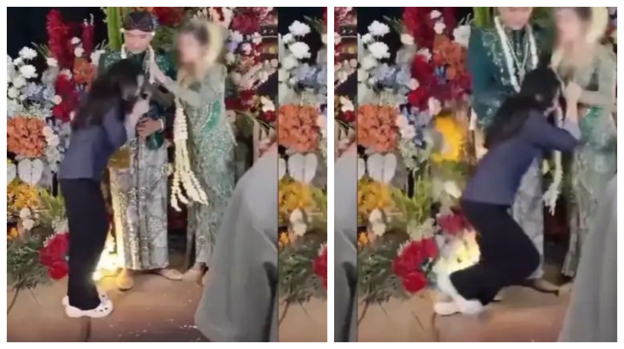 திருமண மேடையில் மணமகனுக்கு முத்தம் கொடுத்த முன்னாள் காதலி..! ஆத்திரத்தில் தலைமுடியை பிடித்து இழுத்து கீழே தள்ளிய மணமகள்… வைரலாகும் வீடியோ..!!