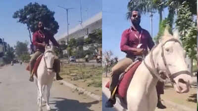“பெட்ரோல் விலை ஏறுனா இதுதான் வழி” குதிரையில ஏறி ஆபீஸ்க்கு போன கலெக்ஷன் ஏஜென்ட்…. வைரலாகும் வீடியோ…..!!