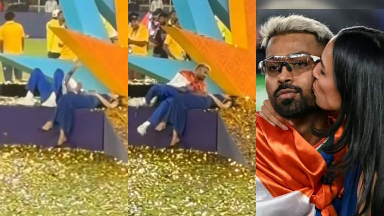 உலகக்கோப்பை கொண்டாட்டம்…! ஓடி வந்து முத்தம்…. வெற்றி மேடையில் காதலியுடன் படுத்த ஹர்திக் பாண்டியா… காதல் ஜோடியின் செயலால் அப்செட்டில் ரசிகர்கள்… வீடியோ வைரல்..!!!