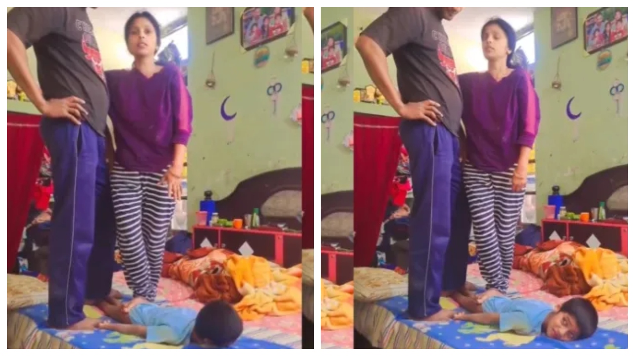 இது கண்டிப்பா? அல்லது சித்திரவதையா?… கதறும் குழந்தையின் கால்கள் மீது ஏறி நிற்கும் கொடூரக் காட்சி… உலகமே கண்டனம் தெரிவிக்கும் செயல்..!!!