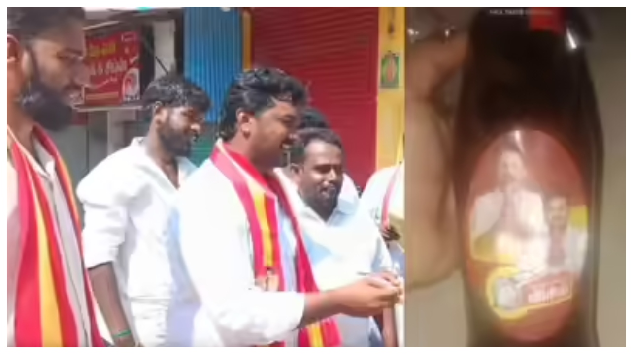 இதெல்லாம் ரொம்ப டூ மச்… பீர் பாட்டிலில் விஜய்யின் படம் – கொதித்தெழுந்த தவெக தொண்டர்கள்… தேனியில் வெடித்த பெரும் சர்ச்சை…!!!