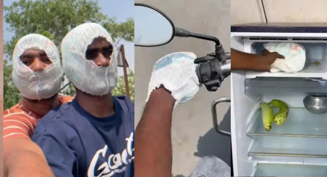 என்னடா பண்ணி வச்சிருக்கீங்க?… வெயில் தாங்க முடியாமல் இளைஞர்கள் செய்த “அல்டிமேட்” சம்பவம்… வைரலாகும் வீடியோ…!!!