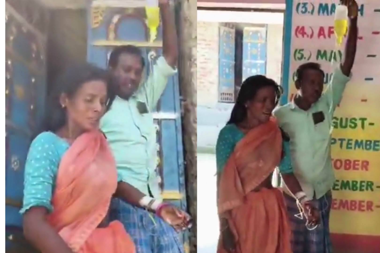 “நான் பொய் சொல்லல…. பாருங்க என் நிலமைய” அதிகாரியின் பிடிவாதம்…. நடுங்கும் கால்களுடன் கணவருடன் வந்த அங்கன்வாடி ஊழியர்….!!