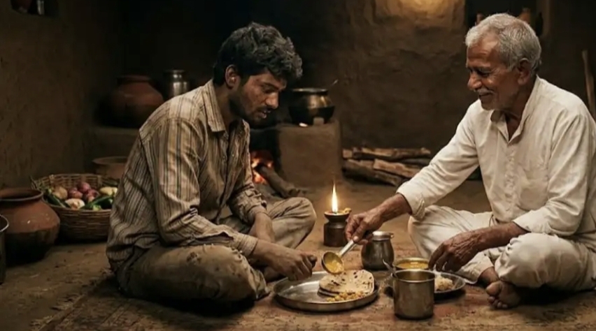 “வா தம்பி…. மொதல்ல வயிறார சாப்பிடு”  திருடனை வீட்டுக்கு கூட்டிட்டு போய் சோறு போட்ட விவசாயி…. நெகிழ வைத்த மனிதாபிமானம்….!!