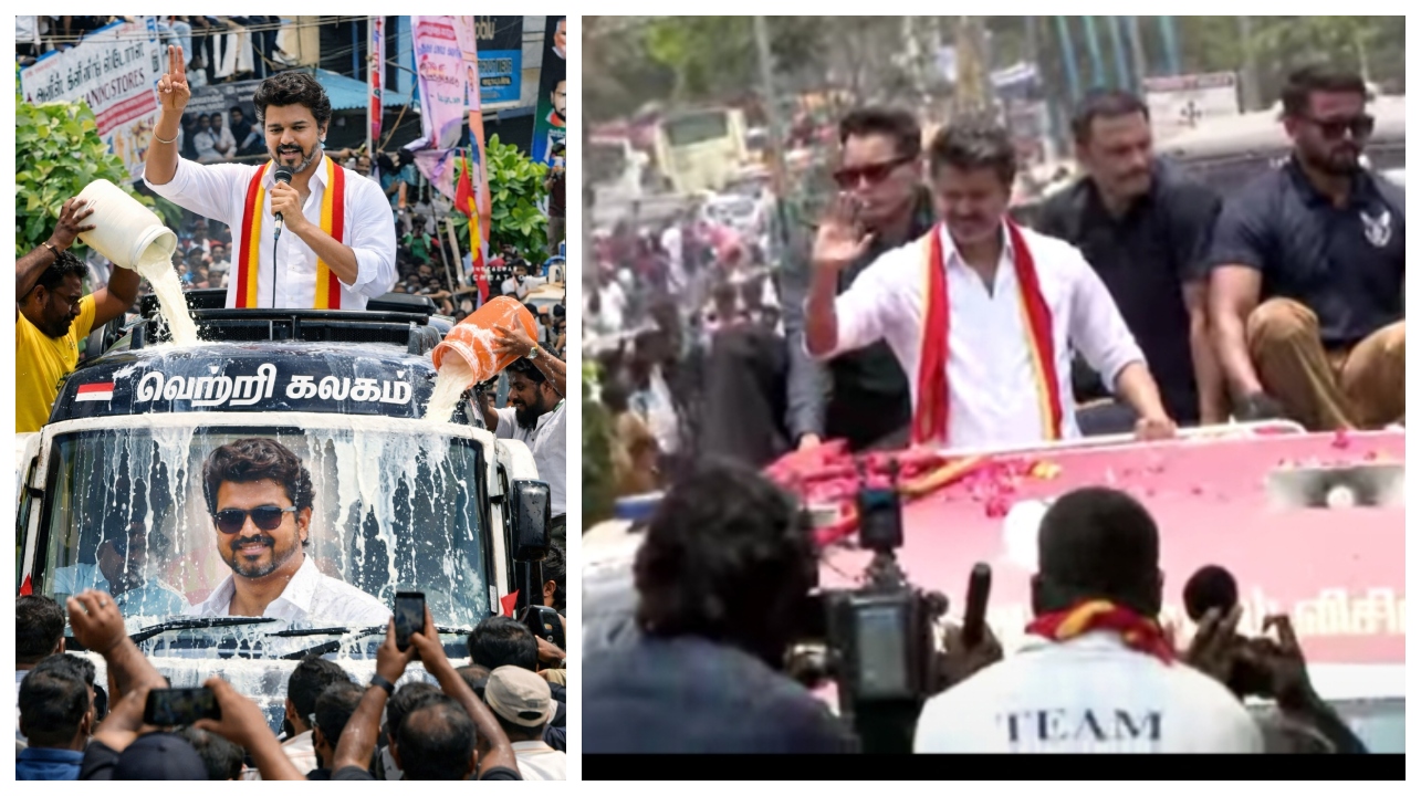 நடிகர் விஜயின் வருகையை திருவிழா போல் கொண்டாடும் புதுச்சேரி மக்கள்…! பிரச்சார வாகனத்திற்கு பாலாபிஷேகம் செய்து வரவேற்பு… வைரலாகும் வீடியோ..!!