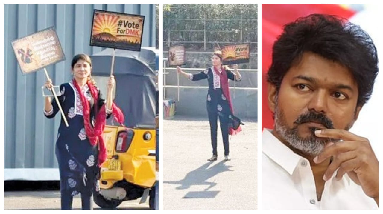 மெரினாவில் திடீர் ஷோ..! “ஒரு கையில் திமுக, இன்னொரு கையில் தவெக”… அணில் படத்துக்கு X மார்க்… ஜூலியை ஸ்பாட்டில் வந்து தூக்கிய போலீஸ்.. பரபரப்பு சம்பவம்..!!!