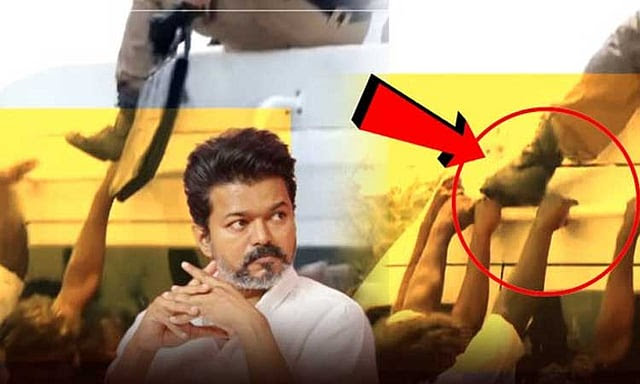நடிகர் விஜயை விரட்டி வந்த தொண்டர்கள்…! பூட்ஸ் காலோடு வேனில் கை வைத்தவர்களின் விரல்களை நசுக்கிய பவுன்சர்… வீடியோ வெளியாகி பரபரப்பு..!!
