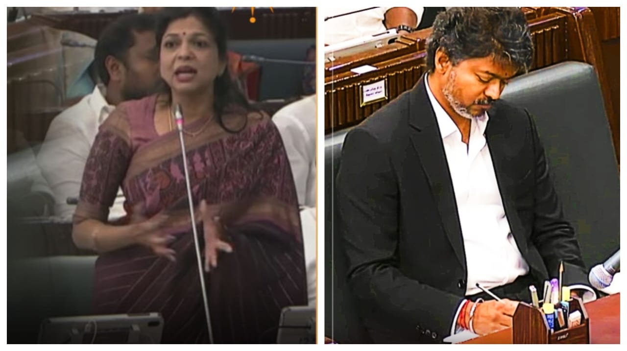 இது புதுசா இருக்கே..! பாமகவுக்கு கூடிய மவுசு… சௌமியா அன்புமணி பேச பேச சின்சியராக குறிப்பு எழுதிய முதலமைச்சர் விஜய்… சட்டமன்றத்தில் செம சம்பவம்…!!