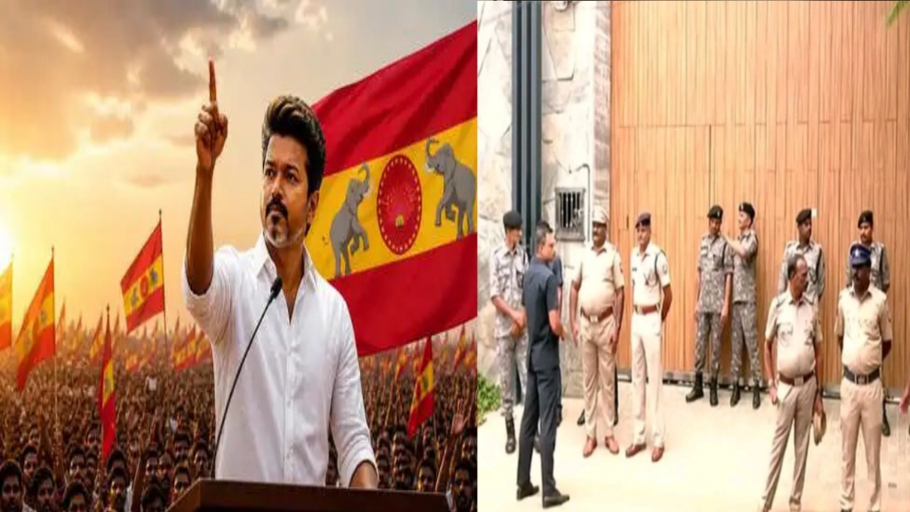 மீண்டும் வந்தது! – விஜய் வீட்டு முன் குவிந்த நூற்றுக்கணக்கான போலீசார்!  திடீரென மாறிய தமிழக அரசியல் சூழல்..!!