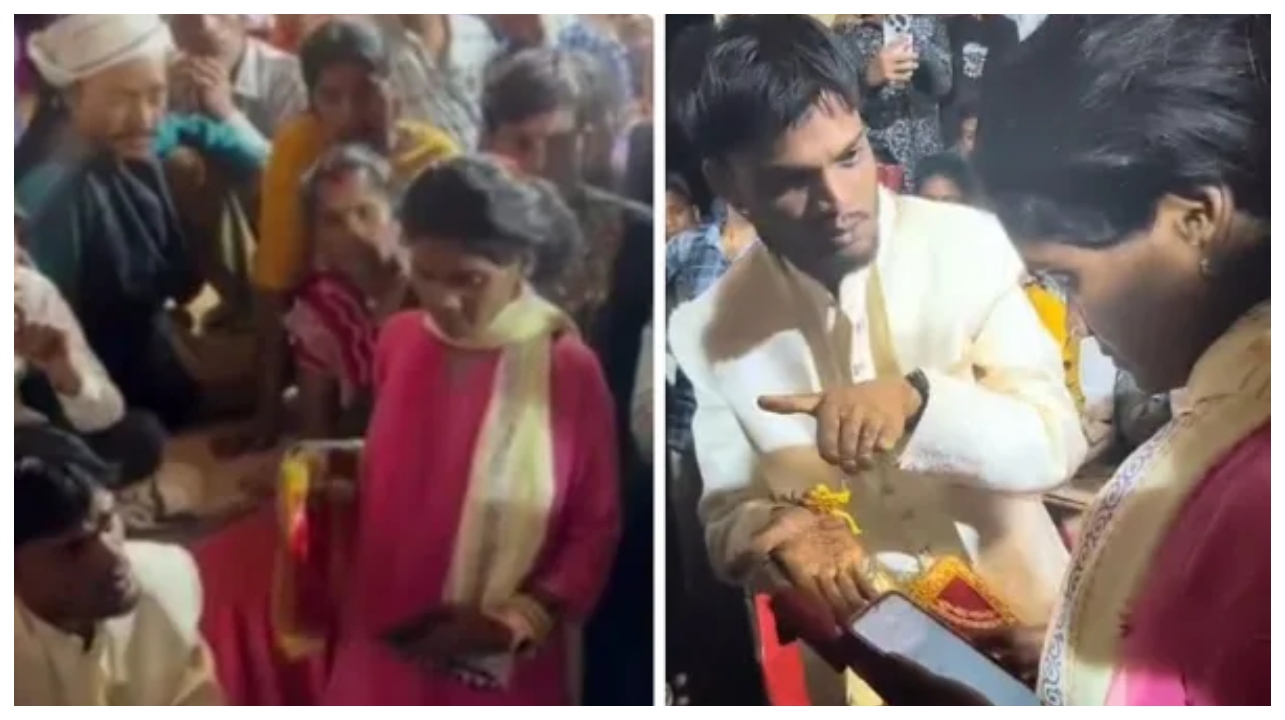 அதிர்ச்சி வீடியோ.. மணமேடையிலேயே மணமகனின் கள்ளக்காதலை அம்பலப்படுத்திய காதலி… திண்டோரியில் பரபரப்பு..!!!