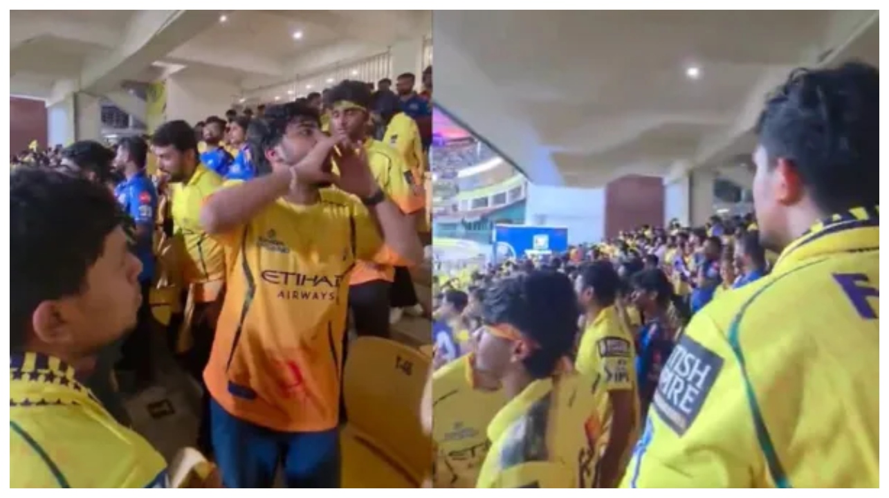 “மும்பை கோட்டையில் சிஎஸ்கே கொடி”… சேப்பாக்கத்தில் மும்பை இந்தியன்ஸை கதறவிட்ட சென்னை ரசிகர்கள்… வைரலாகும் வீடியோவால் சூடுபிடிக்கும் ஐபிஎல் களம்…!!!