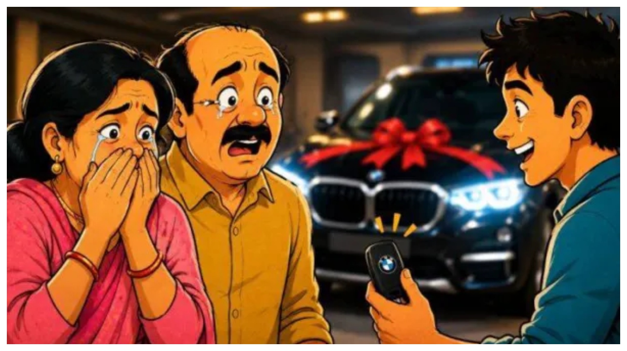 அப்பாவுக்கு சர்ப்ரைஸ் கொடுக்க பிளான் பண்ணிய அம்மா.. கார் ஷோரூமில் அரங்கேறிய ட்விஸ்ட்… சமூக வலைத்தளங்களை உலுக்கும் ‘அந்த’ ஒரு நிமிட வீடியோ…!!!