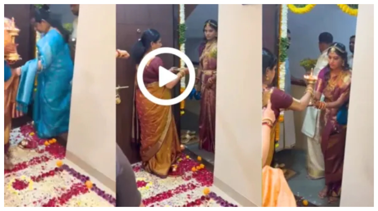 திருமணத்திற்கு பின் கணவர் வீட்டிற்குள் நுழைந்த ஸ்வாமினி… மாமியார் கொடுத்த ‘அந்த’ ஒரு அட்வைஸ்… இணையத்தில் வைரலாகும் வீடியோ…!!!