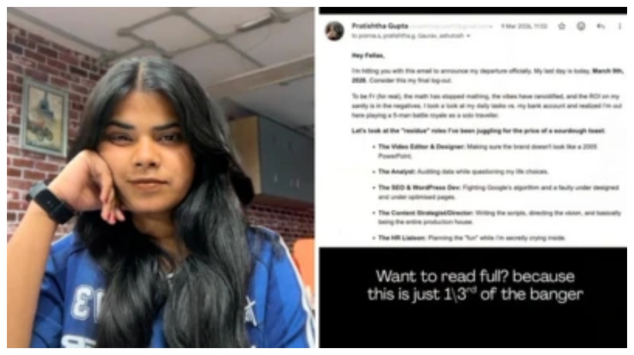 “வீடியோ எடிட்டர், SEO, டிசைனர்”… எல்லாம் ஒருத்தரேவா?… கம்பெனி மேனேஜரை தெறிக்கவிட்ட ஊழியர்… வைரலாகும் ‘பிரிவு’ கடிதம்..!!!