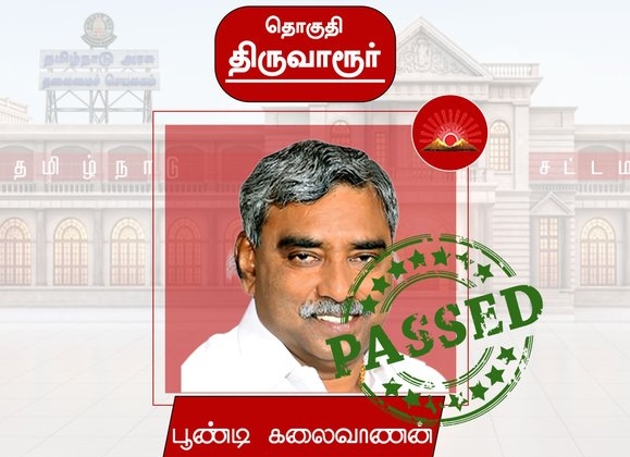 breaking : “திருவாரூர் கோட்டையை தக்கவைத்த பூண்டி கலைவாணன்!”… மீண்டும் உதயசூரியன் அபார வெற்றி..!!!!