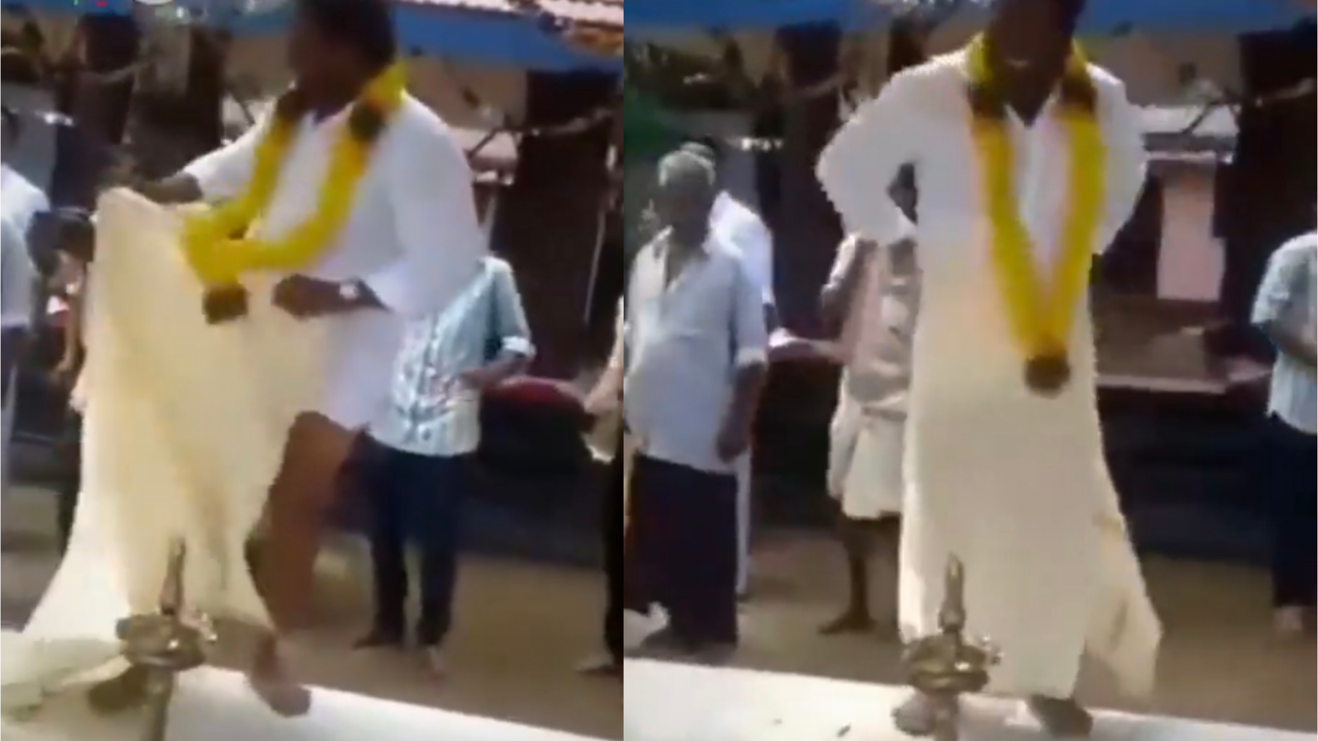 “வாழ்க்கையில முக்கியமான நாள்ல இப்படியா நடக்கணும்?” மணமேடையில் அவிழ்ந்து விழுந்த வேஷ்டி…. மணமகனின் வைரல் வீடியோ….!!