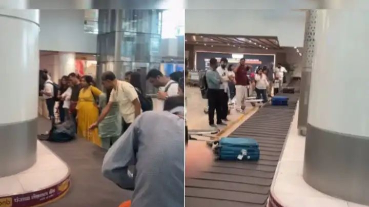 இந்தியன் ஏர்போர்ட்டில் நிலவும் அவலம்..! லக்கேஜூக்காக முந்தி அடிக்கும் பயணிகள்… ஒருத்தருக்கு கூட நம்பிக்கையே இல்லையா…? அதிருப்தியில் வெளியிட்ட வீடியோ..!