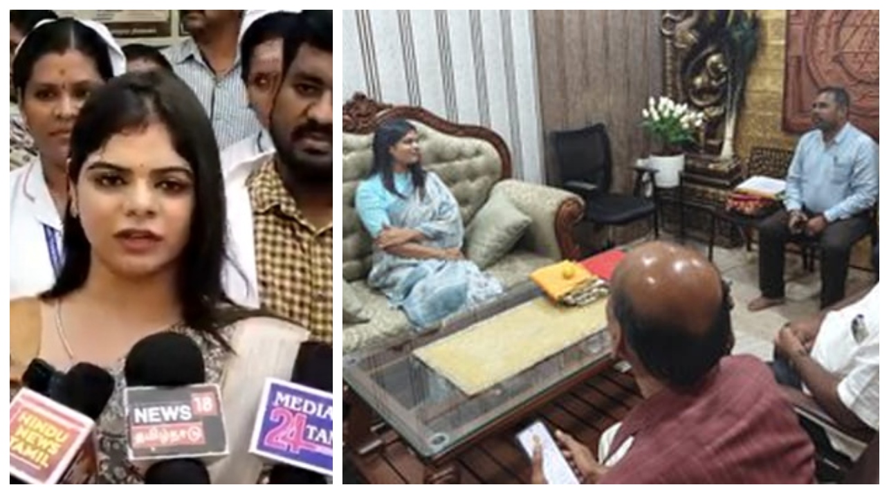 சோபாவில் எம்எல்ஏ..! நாற்காலியில் அரசு அதிகாரிகள்… ஜோதிட அலுவலகத்தில் மீட்டிங் போட்டது ஏன்..? வெடித்த சர்ச்சை.. எம்எல்ஏ கனிமொழி சந்தோஷ் பரபரப்பு விளக்கம்…!!!