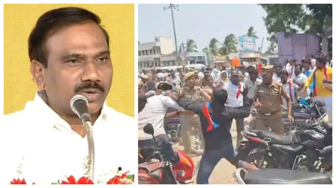 நடு ரோட்டில் வெடித்த மோதல்…! “விசிக-திமுக இடையே பயங்கர சண்டை”… கருத்து மோதலே…. திமுக எம்பி ஆ ராசா பரபரப்பு பதிவு…!!