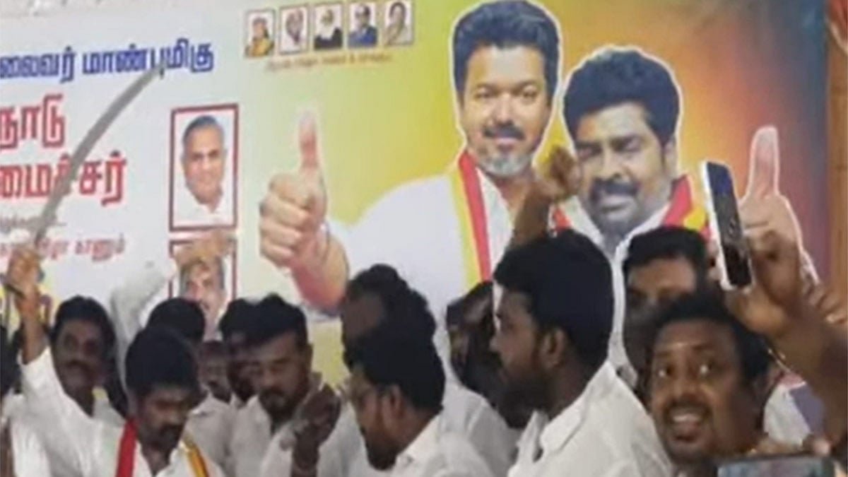 “அதிரடி காட்டும் தவெக எம்எல்ஏ”  வாளால் கேக் வெட்டி கொண்டாட்டம்…. லயோலா மணி தடுத்தும் நடந்த விபரீதம்….!!