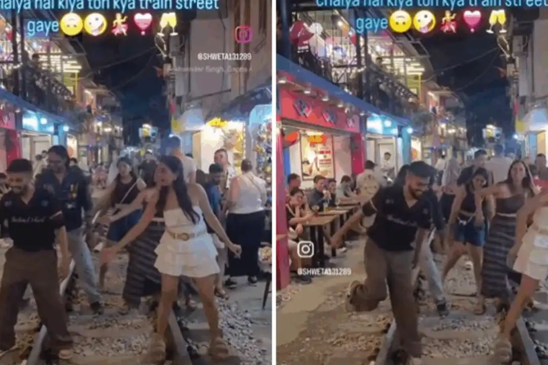 “வெளிநாடு போனா சும்மா இருக்க மாட்டீங்களா?” ரயில்வே டிராக்கில் ‘சையா சையா’ டான்ஸ்….  இந்தியர்களுக்கு குவியும் எதிர்ப்பு….!!