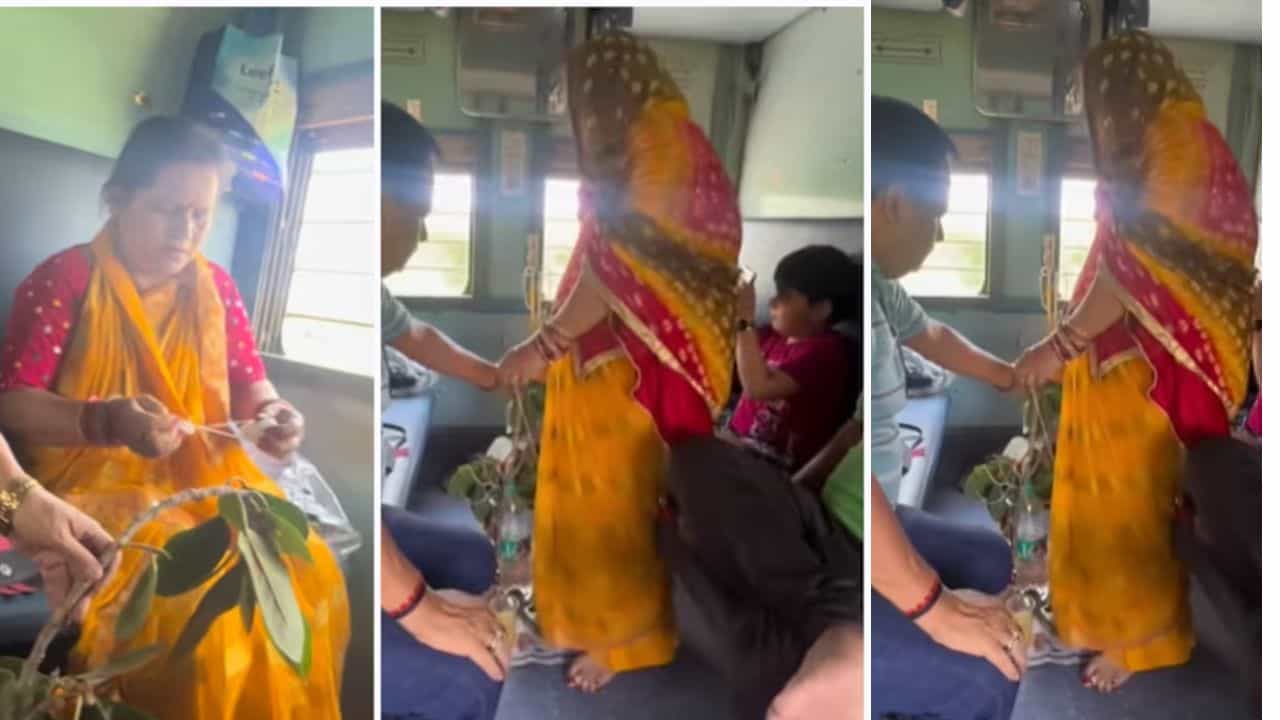 பக்தியா.. இல்ல பொதுமக்களுக்கு தொல்லையா?” ஓடும் ரயிலில் நடந்த விசித்திர பூஜை!” – ஆலமரம் இல்லாததால் பெண் செய்த காரியம்.. நடுவழியில் உறைந்துபோன பயணிகள்.. வைரல் வீடியோ..!!”