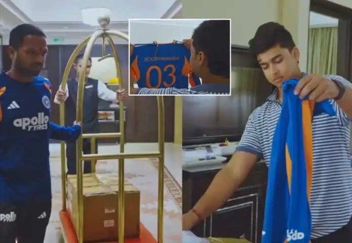 பிளேயர் நம்பர் 532…! கனவு நிஜமானது… ஹோட்டல் அறையில் காலில் விழுந்த வைபவ்.. இந்திய சீனியர் அணி ஜெர்சியை கையில் வாங்கியதும் ஆனந்த கண்ணீர்.. நெகிழ்ச்சி வீடியோ..!
