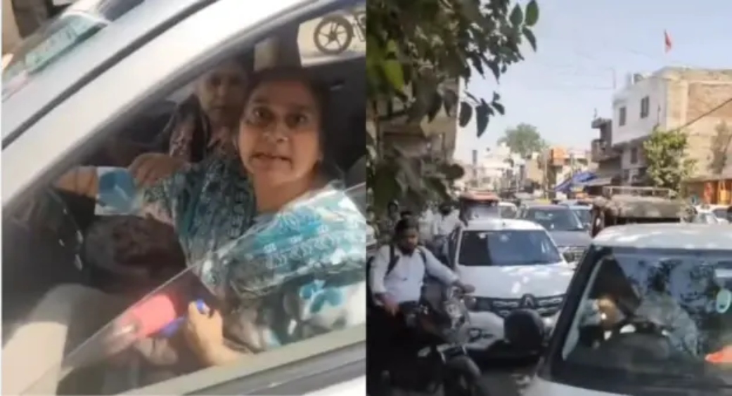 “நான் ஒரு பெண்.. காரை ரிவர்ஸ் எடுக்க மாட்டேன்!”… ராங் சைடில் வந்து ரகளை செய்த பெண்.. ஸ்தம்பித்த போக்குவரத்து.. வைரல் வீடியோ..!!!