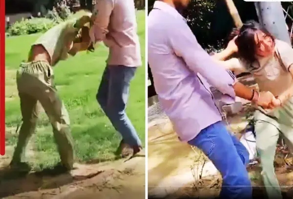 “கல்யாணமான 8 மாசத்துல இப்படியா?”.. காதலனுடன் ஊர் சுற்றியபோது கணவனிடம் சிக்கிய பெண்… பூங்காவில் நடந்த பகீர் மோதல் வீடியோ..!!!