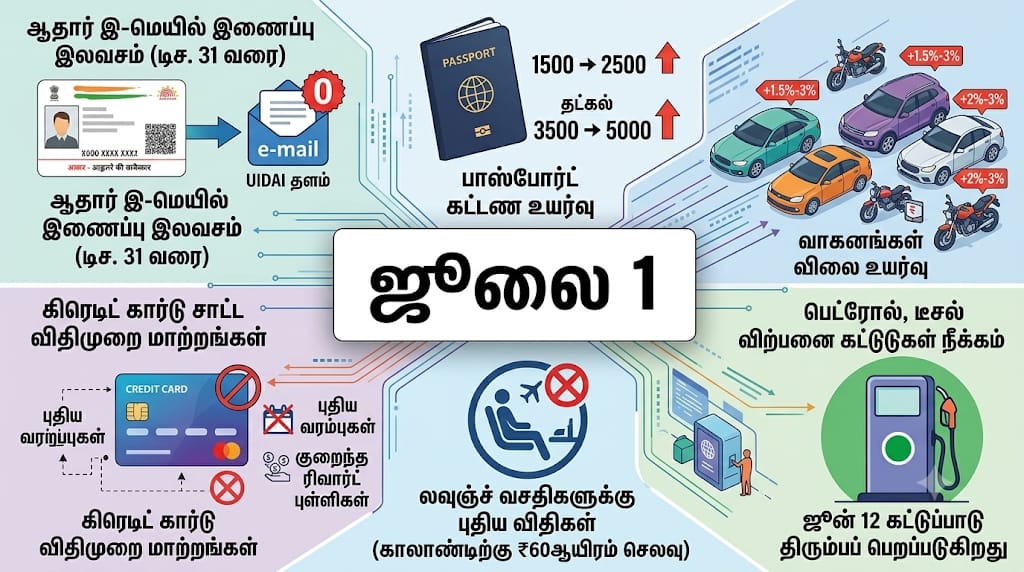 “ஆதார் முதல் பாஸ்போர்ட் வரை”… இன்று முதல் அமலுக்கு வரும் புதிய ரூல்ஸ்… என்னன்ன தெரியுமா…? முழு விவரம் இதோ..!!