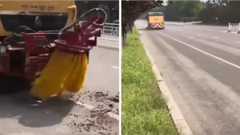 “80 கி.மீ வேகத்தில் பறந்து கொண்டே ரோட்டை சுத்தம் செய்யும் சைனா மெஷின்!”… டிராபிக் ஜாம் இல்லாம இப்படி ஒரு விசித்திர தொழில்நுட்பமா?.. வைரலாகும் வியப்பான வீடியோ…!!