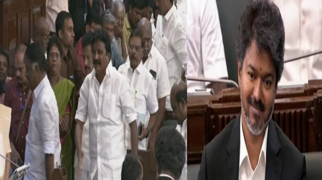“ஆதாரமே இல்லாம இப்படிப் பொத்தாம் பொதுவா தப்புத் தப்பாப் பேசினா நாங்க எப்படி  சும்மா கேட்டுக்கிட்டு இருக்க முடியும்!”- முதலமைச்சர் விஜய்க்கு எதிராகச் சட்டமன்றத்தில் திமுகவினர் வெளிநடப்பு..!!