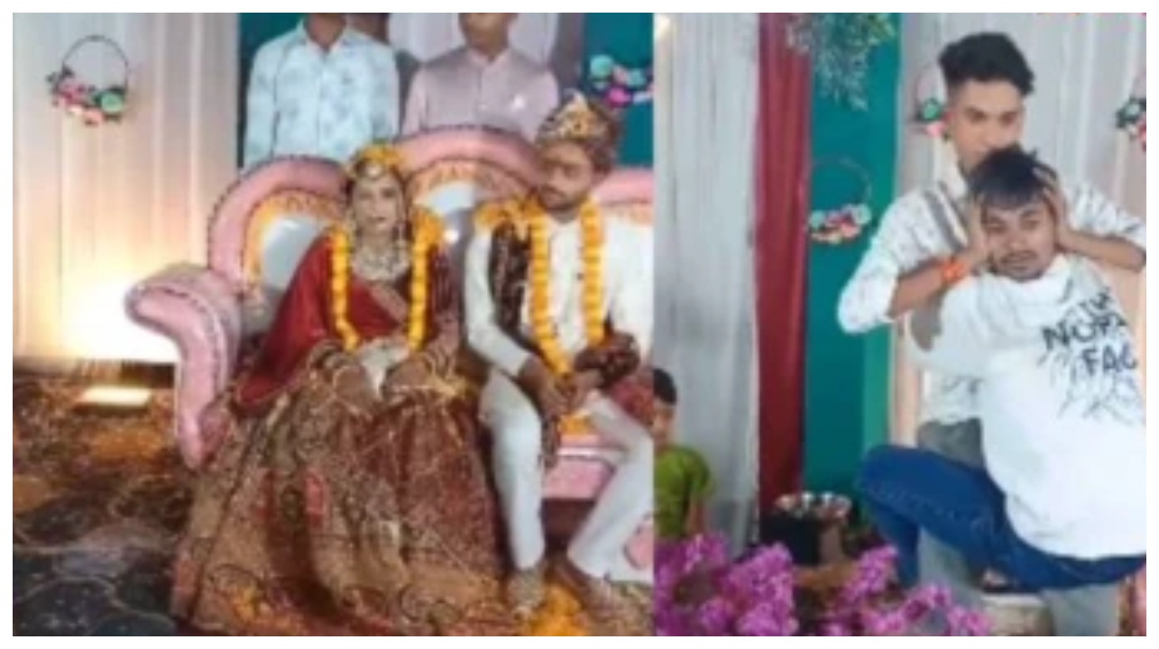 கல்யாண மேடையில் திடீர் அதிரடி… மணமக்களுக்கு முன்னால் இப்படி ஒரு ஸ்டண்டா?… அதிர்ச்சியில் உறைந்த விருந்தினர்கள்…  தீயாய் பரவும் வீடியோ..!!!