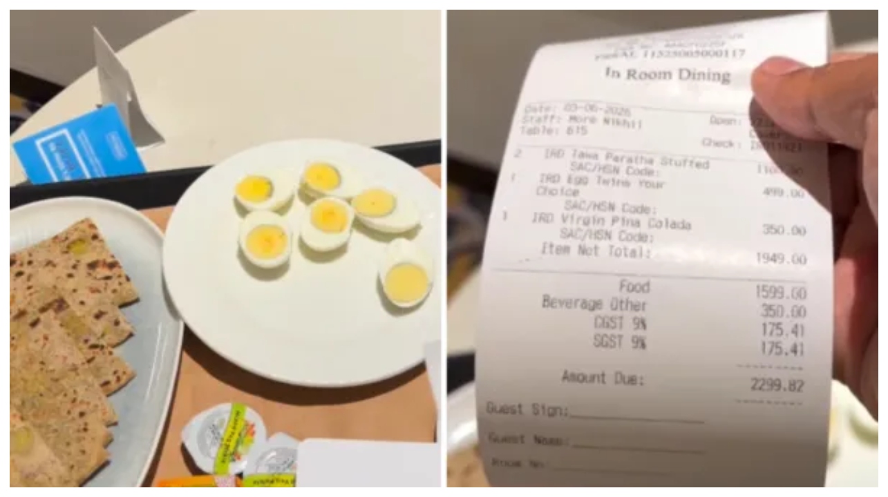 ஹோட்டலில் ஒரு பரோட்டா ₹1100, 3 முட்டை ₹500ஆ?… கையில் இருந்த காசு காலி… அதிர்ச்சியில் உறைந்த நபர்.. வைரலாகும் ‘பகீர்’ பில்..!!!