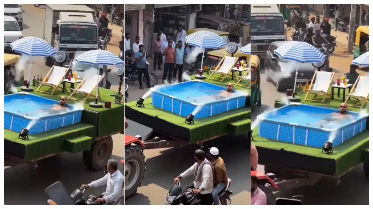 அடேங்கப்பா… டிராக்டரில் சொகுசு குளியல் போட்ட நபர்… வெயிலுக்கு செம ஐடியா… இணையத்தை அதிரவைக்கும் வைரல் வீடியோ..!!!