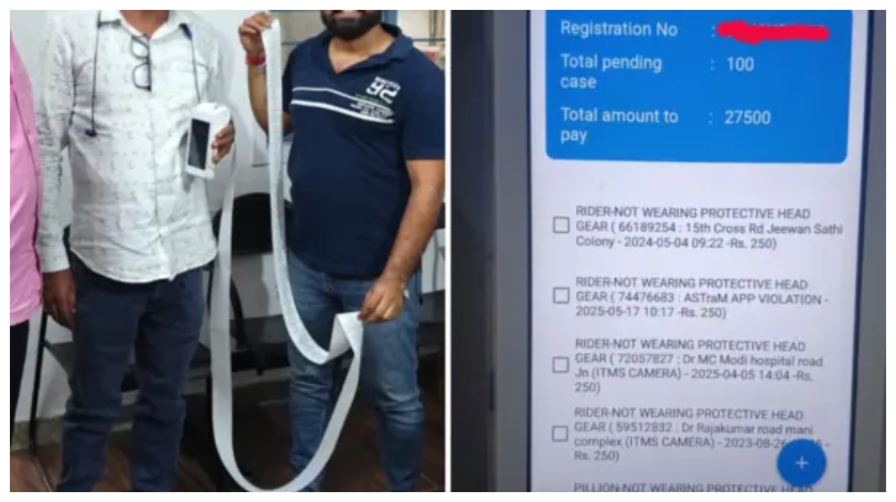 100 இ-சலான், ரூ.27,500 அபராதம்… 50% தள்ளுபடிக்காக வந்தவர் மிரண்டு போன தருணம்.. வாகன விதிமீறலுக்கு இத்தனை தண்டனையா?.. வைரலான சம்பவம்..!!!