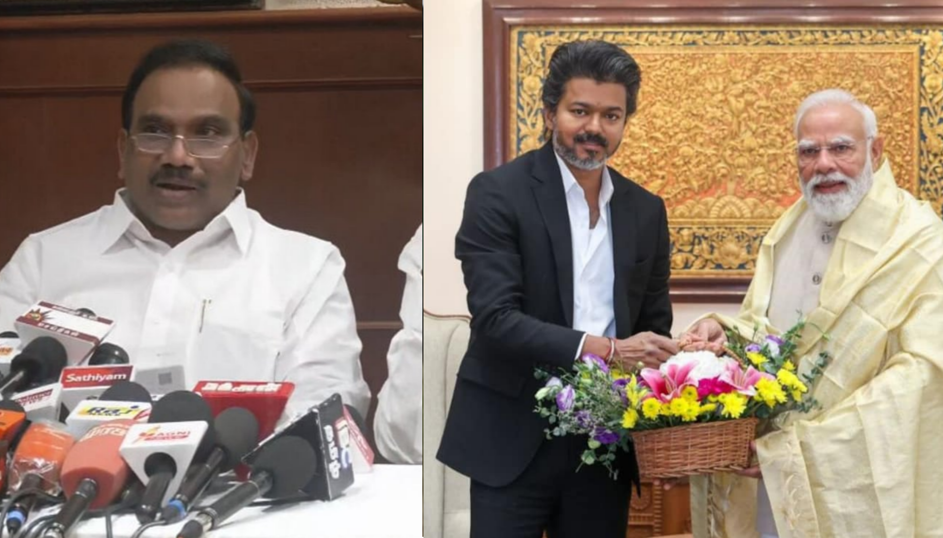 “மோடி முன்னாடி என்ன ஆச்சு உங்க சக்தி….? 10 நிமிஷத்துல  ஏன் ஓடி வந்தீங்க?” CM விஜய்யின் டெல்லி விசிட்டை கிழித்து தொங்கவிட்ட ஆ.ராசா….!!
