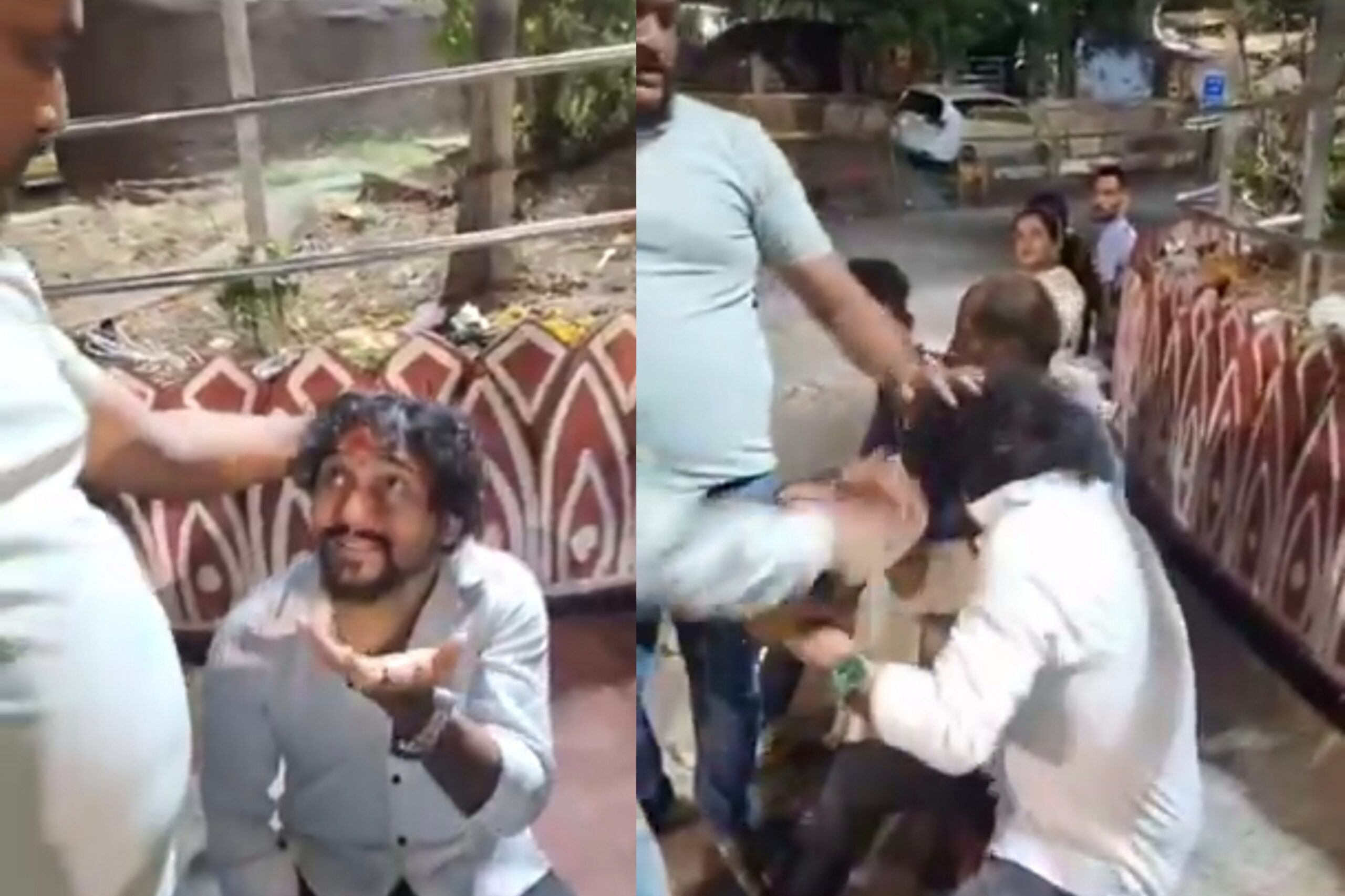“தப்பே பண்ணாம ஏன்டா அடிக்கிறீங்க?” இந்து தோழியுடன் கோவிலுக்கு வந்த முஸ்லிம் வாலிபருக்கு தர்ம அடி…. வைரலாகும் அதிர்ச்சி வீடியோ….!!