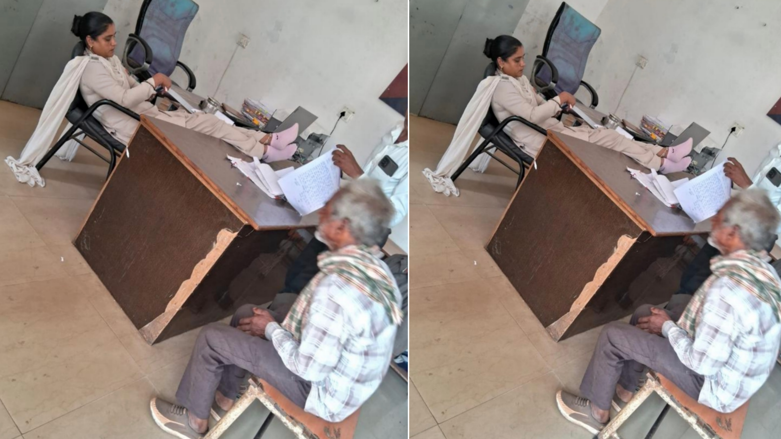 “இப்படியொரு கேவலமான போலீஸை பார்த்திருக்கவே முடியாது” காவல் நிலையத்திற்குள் நடந்த அநியாயம்…. ஒரே ஒரு போட்டோவால் அதிரடி சஸ்பண்ட்….!!