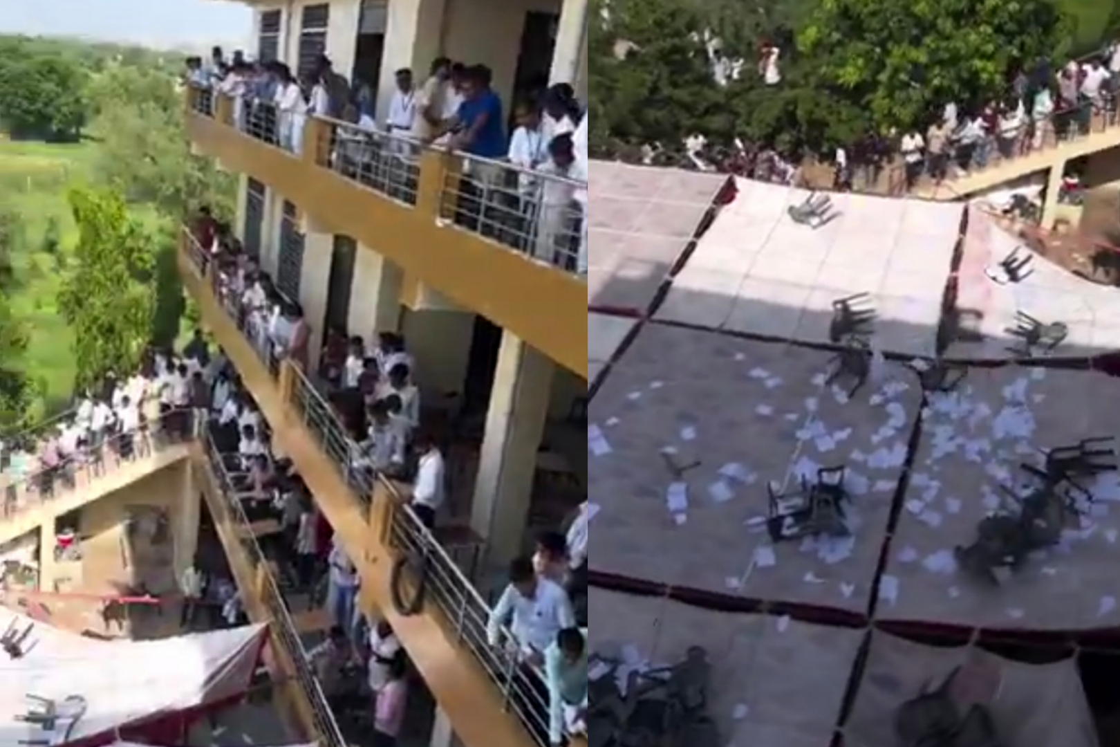 “ஒரு எக்ஸாம கூட ஒழுங்கா நடத்த மாட்டீங்களா?” மீண்டும் வினாத்தாள் கசிவு…. தேர்வு மையத்தை ரணகளமாக்கிய மாணவர்கள்…. வைரலாகும் வீடியோ….!!