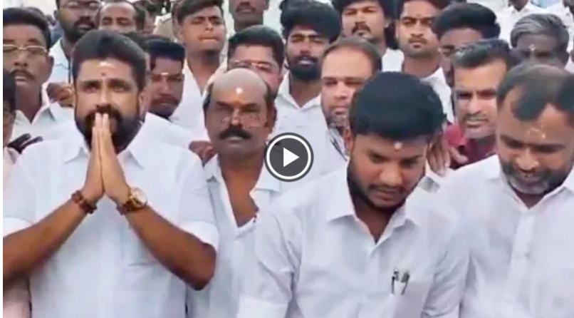 “தவறா நெனச்சுக்காதீங்க அண்ணே.. இனிமே இப்படி நடக்காது.!”  “அதிமுக எம்.எல்.ஏ-வும் –  கையைப் பிடித்து அமைச்சர் ரமேஷ் வருத்தம் தெரிவித்தார்..!!